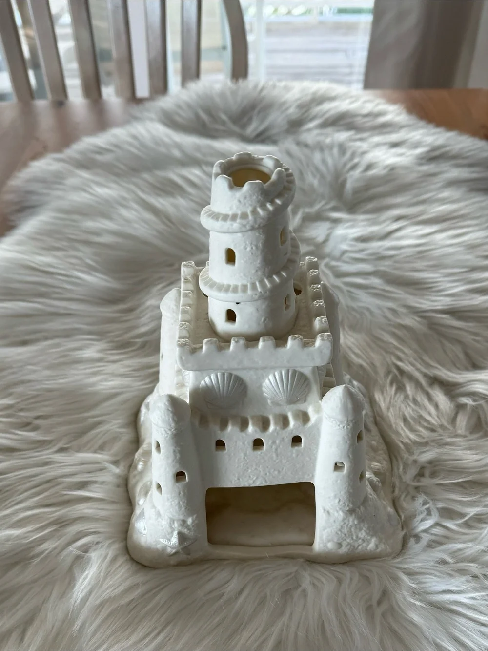 PartyLite White Bisque Sandcastle Candle Holder